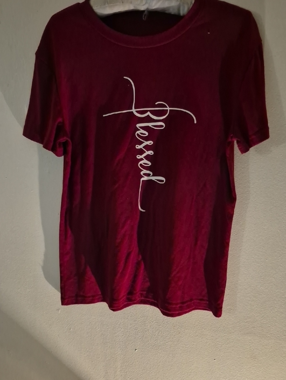Blessed Graphic Tee - Burgundy with White Script